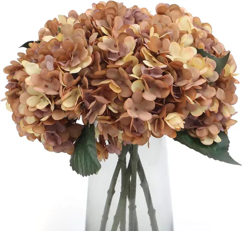 Kimura's Cabin 6 flores de hortensias de seda sintética vintage, flores de hortensias artificiales con tallos, ramos de hortensias falsas para