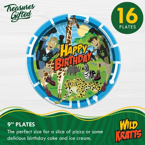 Miniatura 2 de Treasures Gifted Platos de cena Wild Kratts con licencia oficial de 16 unidades – Platos de fiesta Wild Kratts de 9 pulgadas – Suministros de fiesta