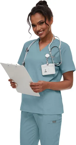 Miniatura 6 de niaahinn Conjunto de uniforme médico para mujer con cuello en V clásico y pantalones deportivos de yoga, uniforme médico de enfermería