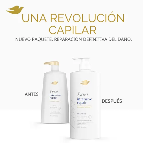 Miniatura 4 de Dove Champú de Reparación Intensiva para Cabello Dañado con Tecnología de Cuidado de Bio-Proteínas y Suero Amino 28 Fl Oz