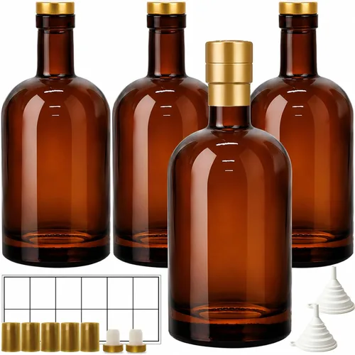 Miniatura 14 de TBWIND Paquete de 12 botellas de vidrio ámbar de 12 onzas con corchos herméticos en forma de T, botellas de vidrio de 12.7 fl oz para limoncello