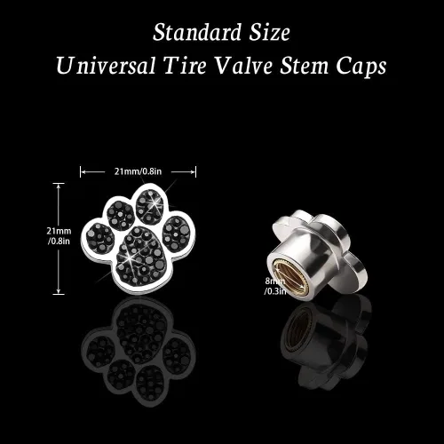 Miniatura 4 de SAVORI Tapas de vástago de válvula de pata, accesorios de automóvil, brillantes hechos a mano con diamantes de imitación de cristal, tapones