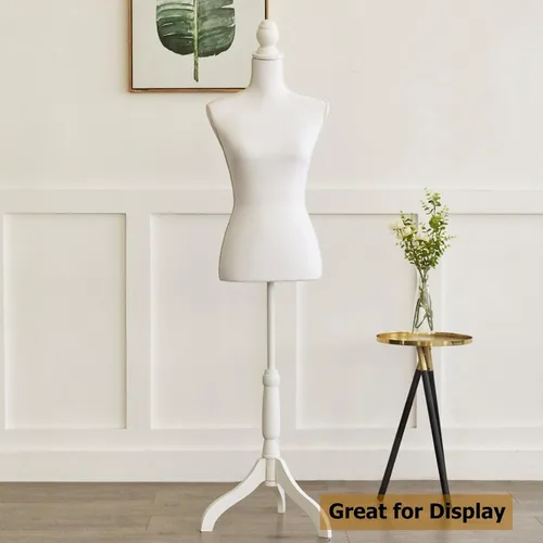 Miniatura 5 de Maniquí de cuerpo de maniquí de altura ajustable con trípode para ropa, vestido de mujer, exhibición de joyas, color blanco