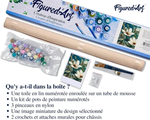 Miniatura 5 de Figured'Art - Juego de pintura por números, lienzo enrollado sin marco, para manualidades, para adultos, 16 x 20 pulgadas, jarrón de peonías