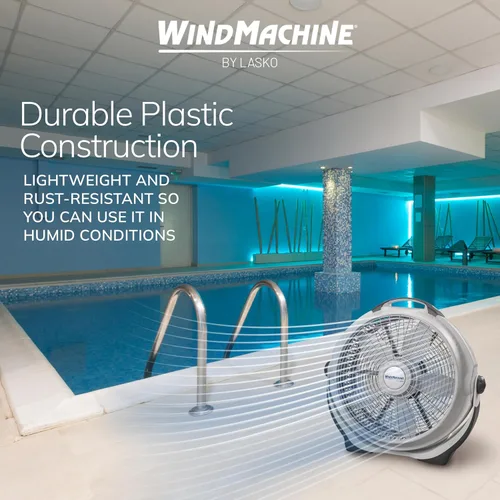 Miniatura 5 de Ventilador Lasko Wind Machine, ventilador circulador de aire con 3 velocidades, modelo 3300 de 20", gris