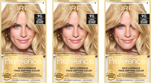 Miniatura 47 de L'Oreal Paris Superior Preference Fade-Defying + Shine - Tinte permanente para el cabello, rubio rosado medio 8RB, paquete de 1, tinte para el 8RB