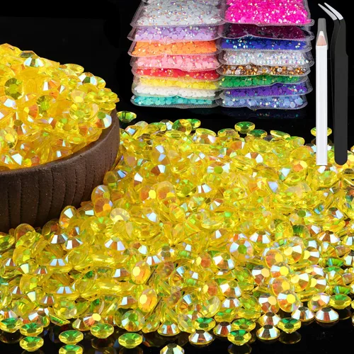 Miniatura 24 de 15000 diamantes de imitación de resina de 0.079 pulgadas a granel, diamantes de imitación de gelatina redondos negros con parte trasera plana, gemas