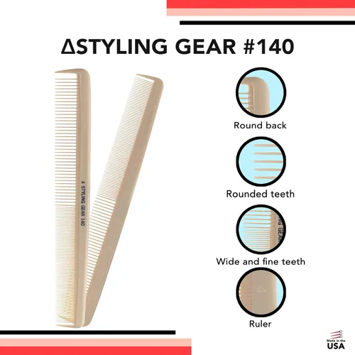 Miniatura 7 de Styling Gear #140 Peines de peluquero XL Peine de pelo Peines de separación Peines de pelo Trenzado Peine de dientes anchos Peine de barba Peine