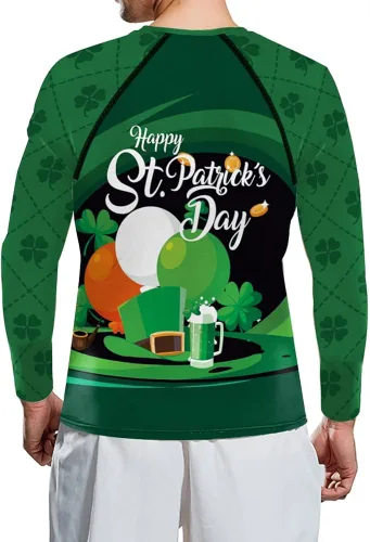 Miniatura 4 de Rcimuue Camiseta de compresión para hombre, con estampado irlandés 3D, camiseta deportiva para el día de San Patricio, camiseta de manga larga