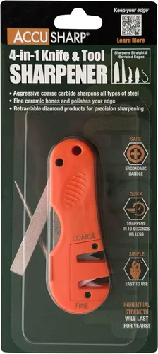 Miniatura 2 de AccuSharp Afilador de cuchillos y herramientas 4 en 1 – Hoja de afilado de carburo de tungsteno grueso y varilla de cerámica con varilla retráctil