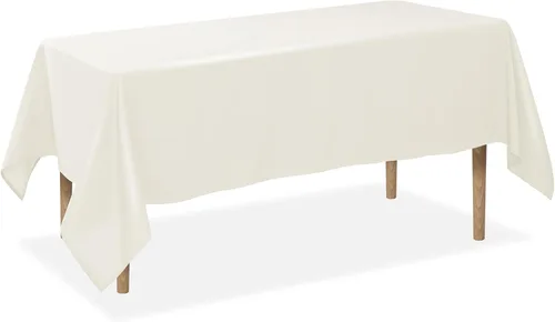 Miniatura 10 de Lann's Linens - Mantel rectangular de tela de poliéster de primera calidad para bodas, banquetes y restaurantes Blanco