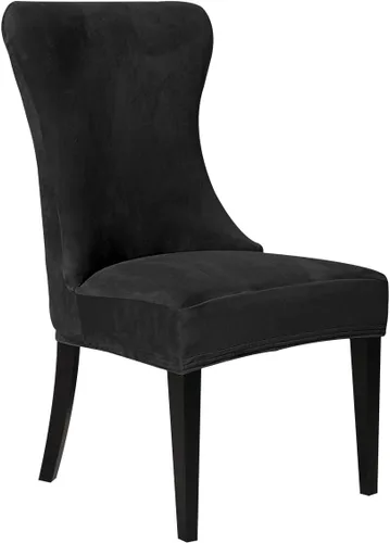 Miniatura 16 de XMNTG Juego de 4 fundas elásticas de terciopelo negro para silla con respaldo de ala, súper suave, reutilizables, lavables, protectores de silla