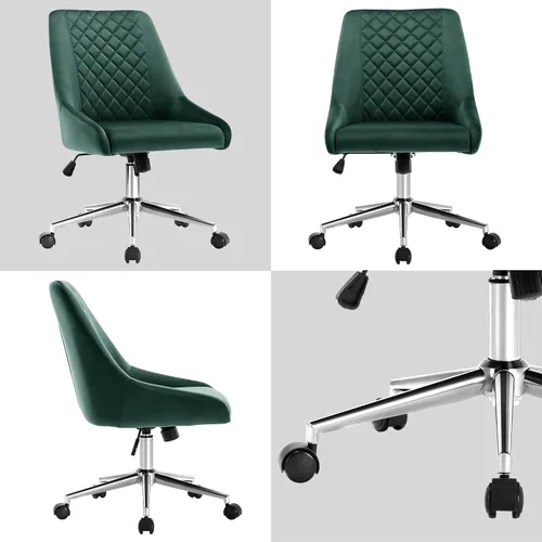 Miniatura 7 de Duhome - Silla de oficina en casa de terciopelo con ruedas, silla giratoria con respaldo, silla tapizada ajustable para computadora sin brazos