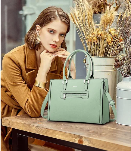 Miniatura 3 de TANTOMI Structured Satchel Purses for Women, Medium Vegan Leather Top Handle Handbag with Pockets, Classy Work Bag for Ladies