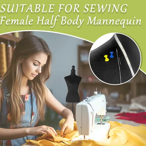 Miniatura 5 de Forma de vestido de torso de maniquí de tela femenina con soporte de base de trípode de madera, cuerpo de maniquí ajustable de 52 a 67 pulgadas