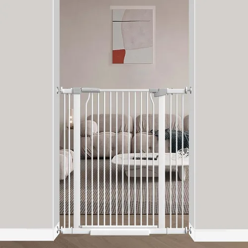 Miniatura 24 de Puerta de bebé extra alta de 40.5 pulgadas para puertas, puerta extra ancha para mascotas de 40.6 a 49.1 pulgadas, sin taladro, barrera de espacio
