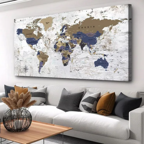 Miniatura 15 de ZEYDRT Lienzo decorativo para pared, mapa de pared, para oficina, sala de estar, decoración del hogar, mapa mundial, lienzo, decoración de pared