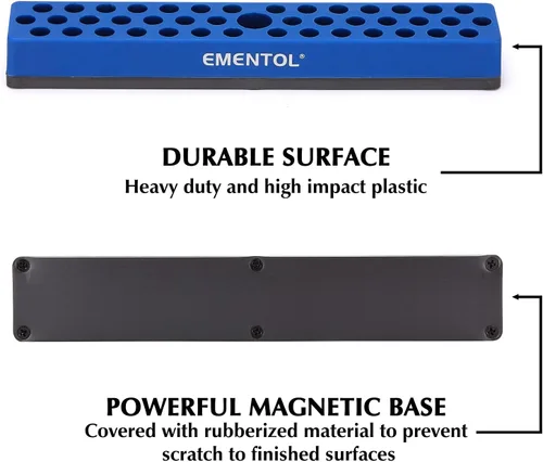 Miniatura 3 de EMENTOL Soporte Magnético para Brocas de 1/4" - Azul, 43 Agujeros, Organizador de Brocas con Imán Fuerte, Organizador de Brocas Magnéticas