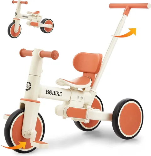 Miniatura 12 de BoBike Triciclo 5 en 1 para niños pequeños de 18 meses a 5 años, bicicleta para niños con pedales mejorados, mango de empuje para padres, bicicleta