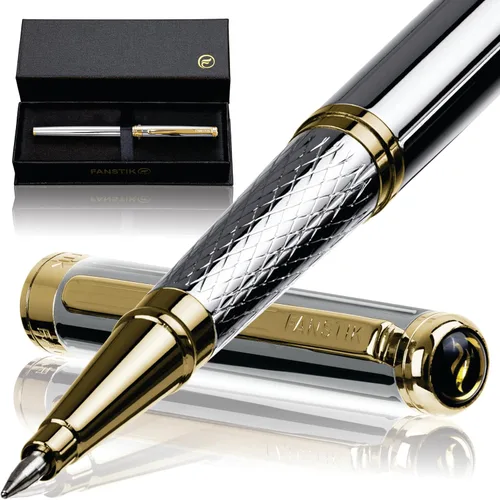 Miniatura 18 de FANSTIK Bolígrafo de lujo negro y dorado, juego de regalo elegante para mujeres, chapado en oro real de 24 quilates, juego de regalo profesional