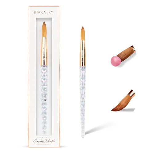 Miniatura 9 de Kiara Sky Pincel Acrílico #8 - Negro 100% Puro Kolinsky Mango de Corte de Cristal y Resistente al Acetona