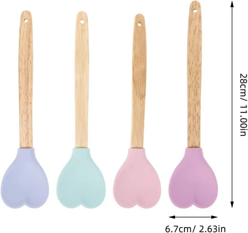 Miniatura 5 de Cucharas de cocina de corazón, cucharas de mezcla de silicona, suministros de cocina, ensalada de sopa