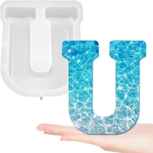 Miniatura 8 de Moldes de letras grandes de 7 pulgadas para resina, molde de fundición epoxi del alfabeto mayúscula 3D de la A a la Z, molde de silicona para velas