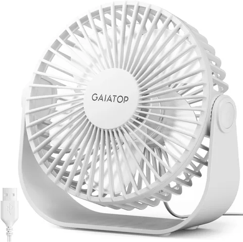 Gaiatop Ventilador de escritorio USB, flujo de aire fuerte de 3 velocidades, portátil de 5.5 pulgadas, rotación de 90°, refrigeración silenciosa,
