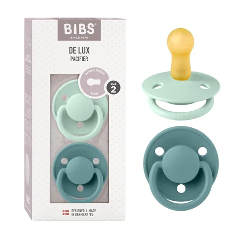 Miniatura 27 de BIBS De Lux - Paquete de 2 chupetes para bebé, fabricados en Dinamarca, chupete simulado sin BPA, pezón redondo. látex de goma natural, talla 1