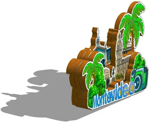 Miniatura 2 de Uruguay Montevideo - Imán de madera para nevera, monumentos 3D, recuerdos coleccionables, decoración hecha a mano -578