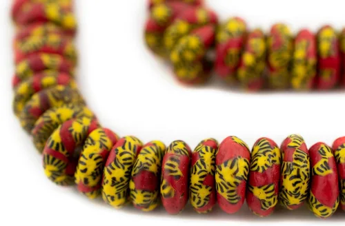 Miniatura 10 de The Bead Chest Cuentas de vidrio reciclado Rondelle fusionadas de 0.551 in, coral, hilo de 24 pulgadas, hechas a mano en Ghana para fabricación
