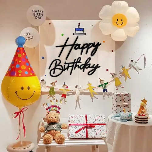 Miniatura 4 de Letrero negro de feliz cumpleaños para telón de fondo, letras de feliz cumpleaños de fieltro para arco de globos, decoraciones de telón de fondo