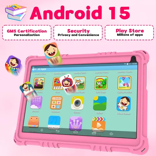 Miniatura 3 de Tablet Android 15 para niños, tabletas de 10 pulgadas para niños, 8 GB RAM 32 GB ROM 1 TB Expand, tableta para niños pequeños con control parental