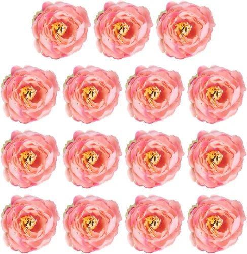 Miniatura 18 de PATIKIL Cabeza de flores artificiales, 15 cabezas de flores falsas, cabezas de peonía de seda a granel, flores de simulación para ramos de flores
