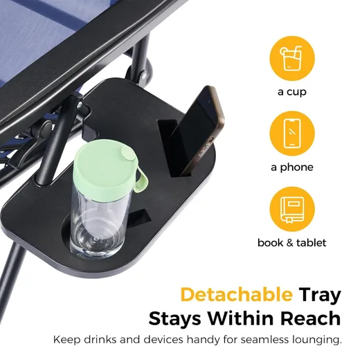Miniatura 7 de NEWBULIG Juego de Sillas de Gravedad Cero de 2, Silla de Salón Plegable Portátil Ajustable para Acampar, Sillas Reclinables con Cojín Ajustable