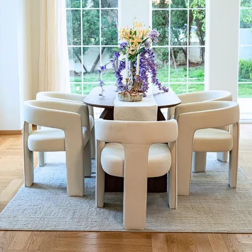 Miniatura 32 de Modern Barrel - Silla de comedor tapizada con brazos, cómoda silla auxiliar de terciopelo para sala de estar, oficina en casa, recepción