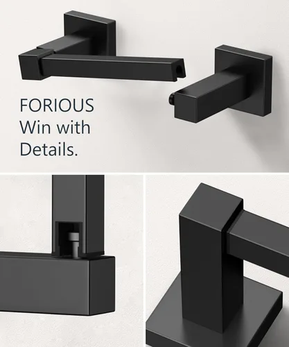 Miniatura 66 de FORIOUS Soporte de pared para papel higiénico, soporte de rollo de papel higiénico de doble poste giratorio de acero inoxidable para baño, Blanco