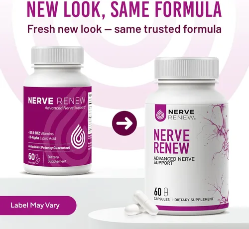 Miniatura 4 de NERVE RENEW Apoyo nervioso avanzado: 300 mg de ácido R-alfa lipoico estabilizado, complejo de vitamina B, benfotiamina, hierbas para un apoyo