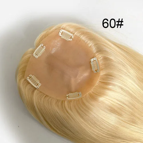 Miniatura 4 de Base de PU de piel fina inyectada con base de seda superior dividida Tamaño de partición 15cm*16cm Topper de cabello humano para mujeres