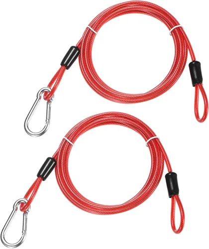 Miniatura 10 de Cable de seguridad con ganchos y bucles [2 piezas] – 6.56 pies / 258.3 pulgadas de acero inoxidable para equipaje de seguridad para bicicletas