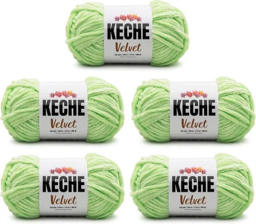 Miniatura 54 de Keche Hilo de terciopelo para ganchillo, manta de felpilla suave, voluminosa, hilo amigurumi, 3.53 oz (132 yardas), color azul bebé