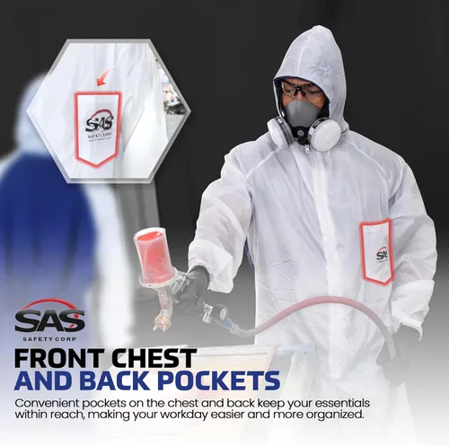 Miniatura 3 de SAS Safety 6938 Moon Suit - Overol de nailon y algodón, grande, color blanco