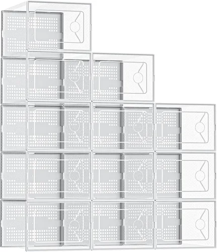 Miniatura 10 de DUMOS Cajas de almacenamiento de zapatos, paquete de 12 contenedores transparentes apilables para zapatos con tapas, organizador de zapatos