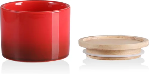Miniatura 28 de Sweejar Kitchen Canisters - Tarro de cerámica para almacenamiento de alimentos, recipientes apilables con sello hermético y tapa de madera