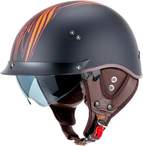 Miniatura 3 de VCOROS - Medio casco para motocicleta F07 de cara abierta, aprobado por DOT VCOROS Medio casco de motocicleta F07 de cara abierta aprobado por DOT