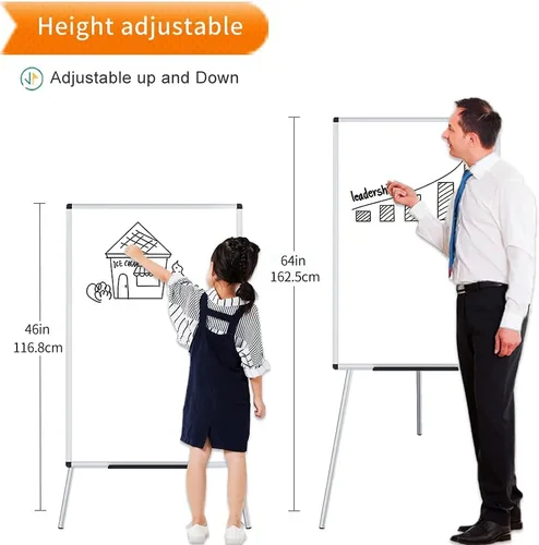 Miniatura 2 de VIZ-PRO Caballete para pizarra blanca, 36 x 24 pulgadas, tablero de borrado en seco portátil, altura ajustable con bloc de notas desplegable