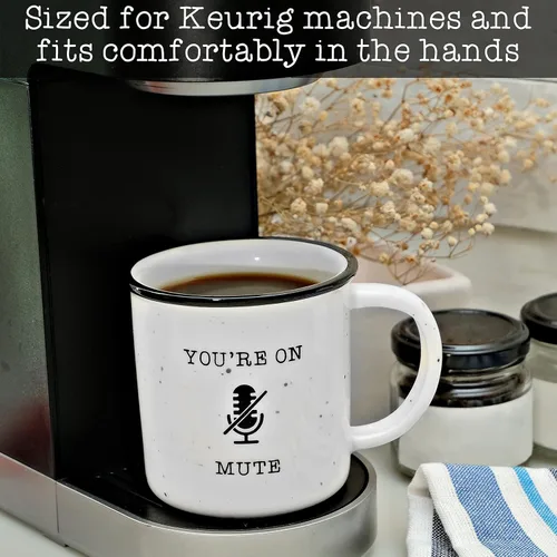 Miniatura 6 de MAINEVENT Taza de café de cerámica con texto en inglés "You're On Mute", taza de café de 11 onzas, tazas de café de granja, ideas de regalo, taza