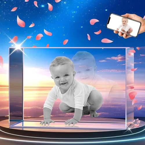 Miniatura 8 de Foto de cristal 3D personalizada, regalos personalizados para mujeres, hombres, ella, él, mamá, papá, parejas, imagen de vidrio grabado con láser