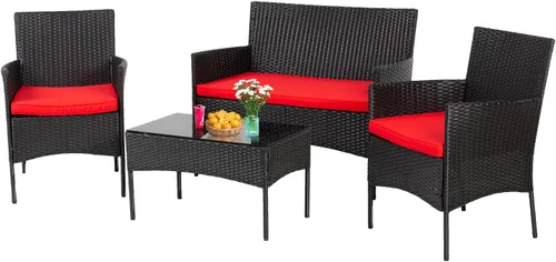 Miniatura 16 de Juego de muebles de patio de 5 piezas, muebles de exterior, sofá de patio de mimbre, sofá seccional modular, juego de conversación al aire libre