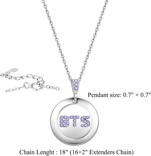 Miniatura 2 de YANENG KPOP Bangtan - Collar con colgante de circonita cúbica para fanáticos del ejército regalo para mujeres y niñas Metal Circonia cúbica